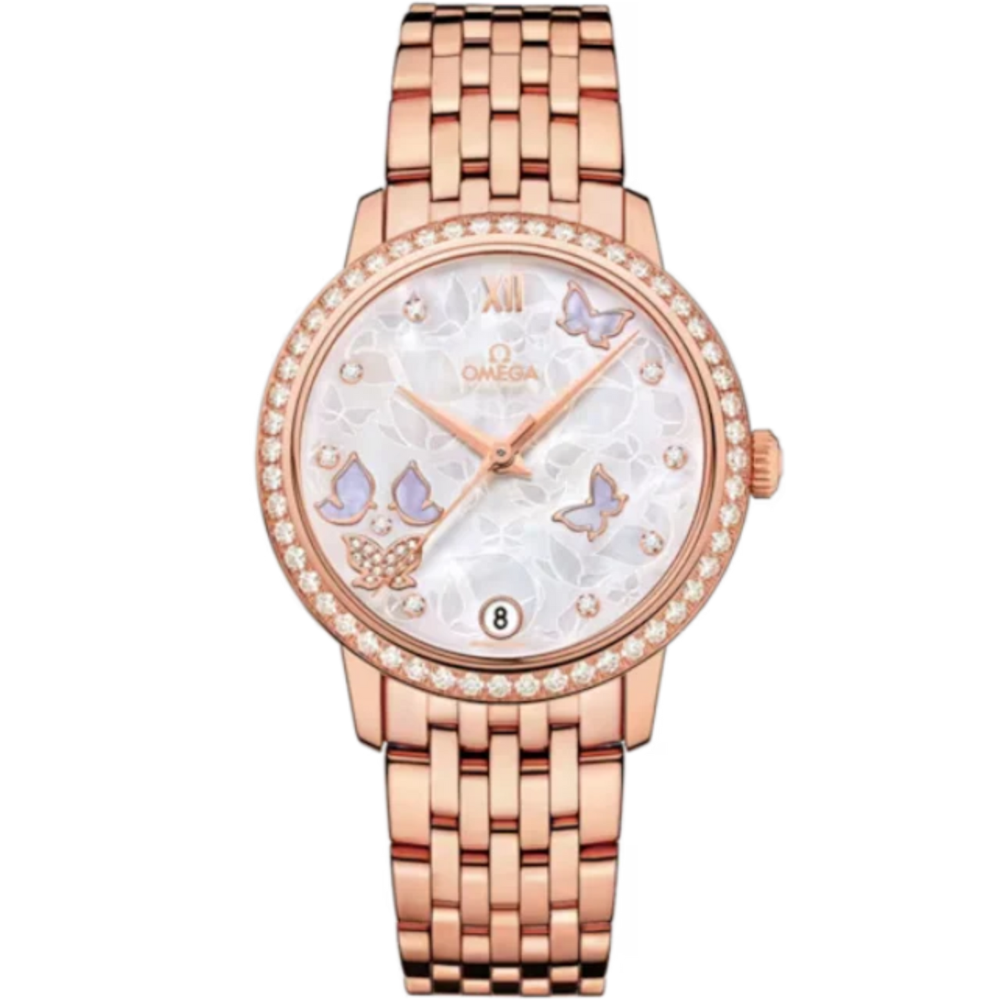 DE VILLE PRESTIGE BUTTERFLY 33 MM RED GOLD WITH MOTHER OF PEARL DIAL