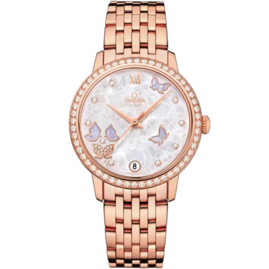 DE VILLE PRESTIGE BUTTERFLY 33 MM RED GOLD WITH MOTHER OF PEARL DIAL