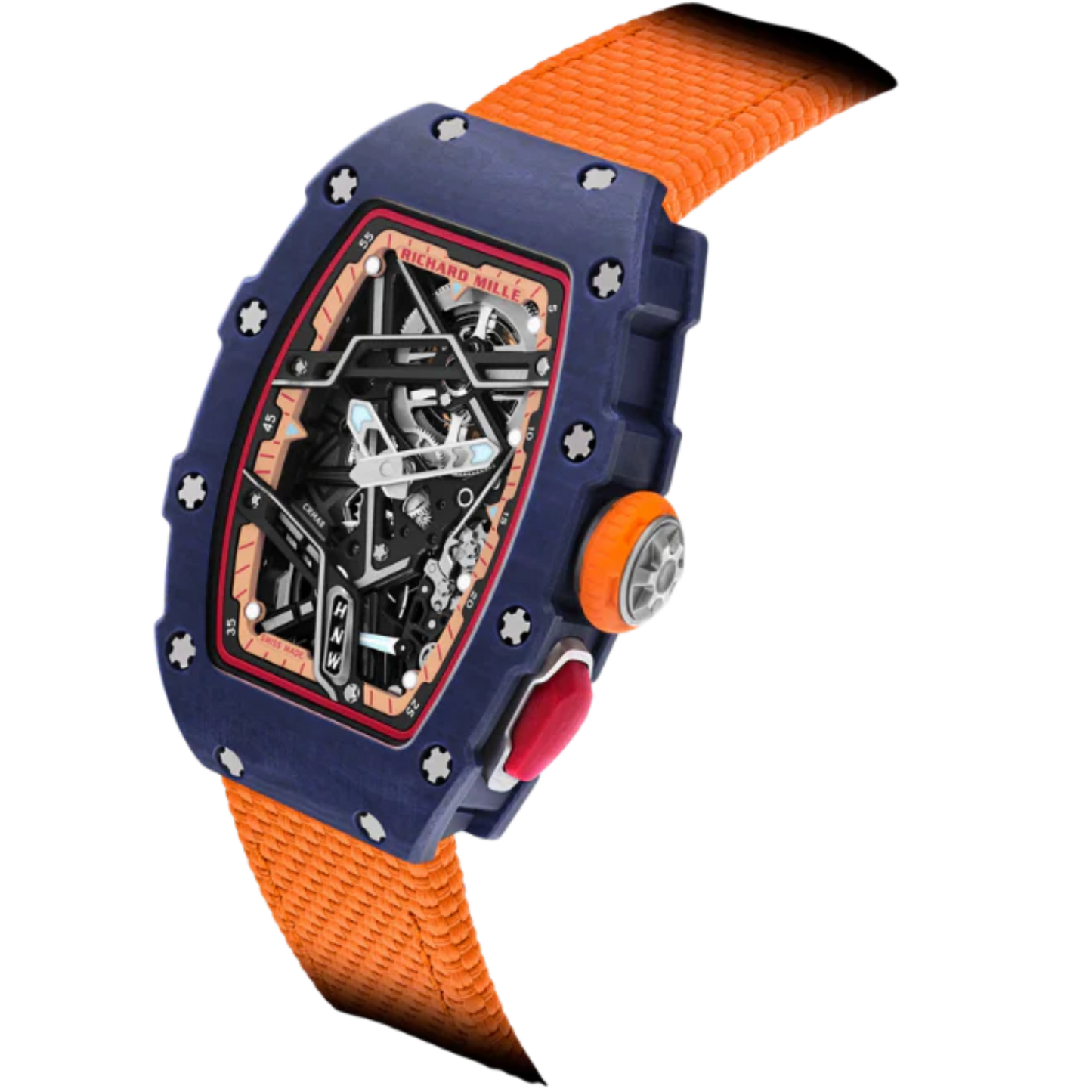 RM 07-04 Automatic Winding Sport Margot Laffite Blue Quartz TPT Velcro Strap Skeleton Dial Blue Quartz TPT Case
