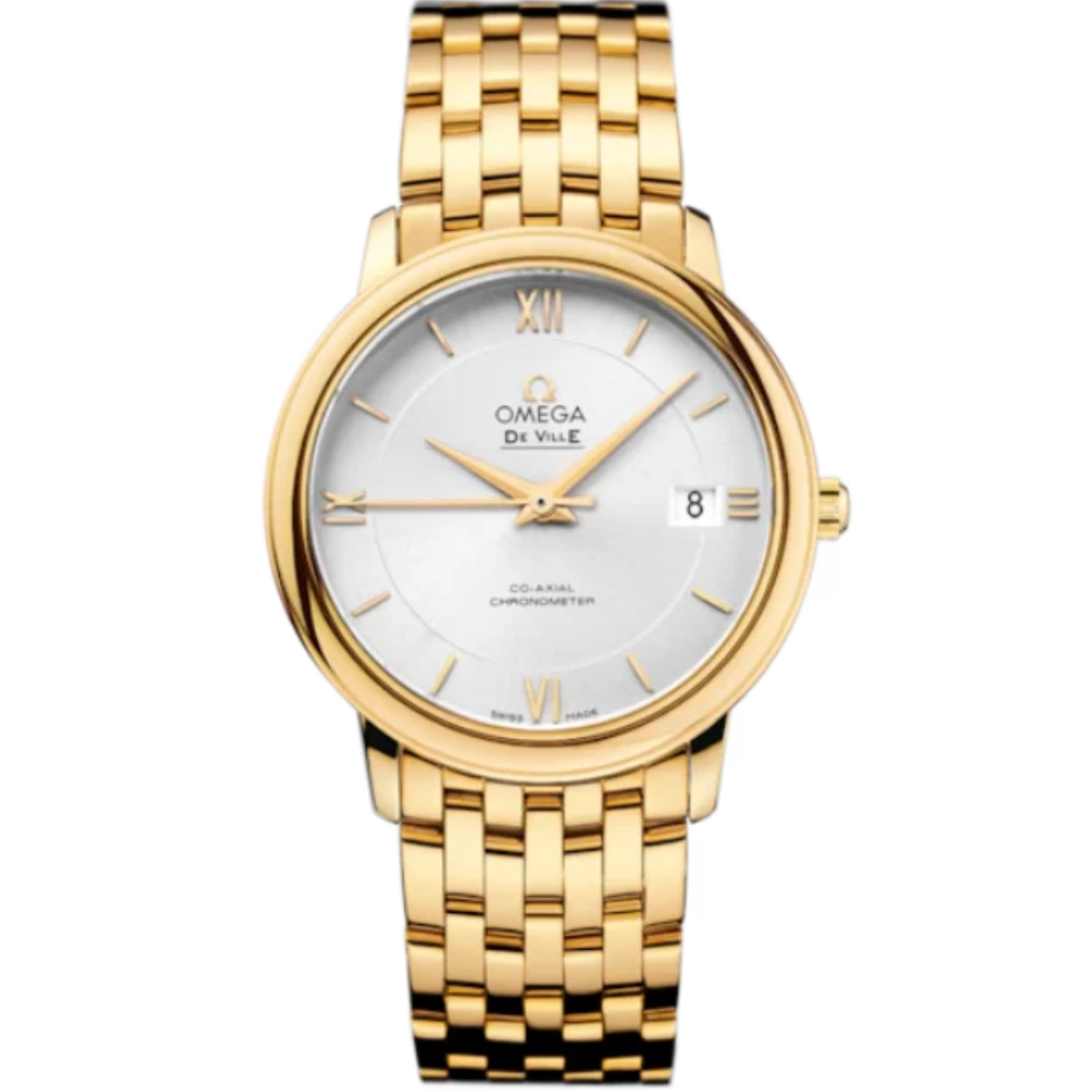 DE VILLE PRESTIGE 37 MM YELLOW GOLD WITH SILVER DIAL