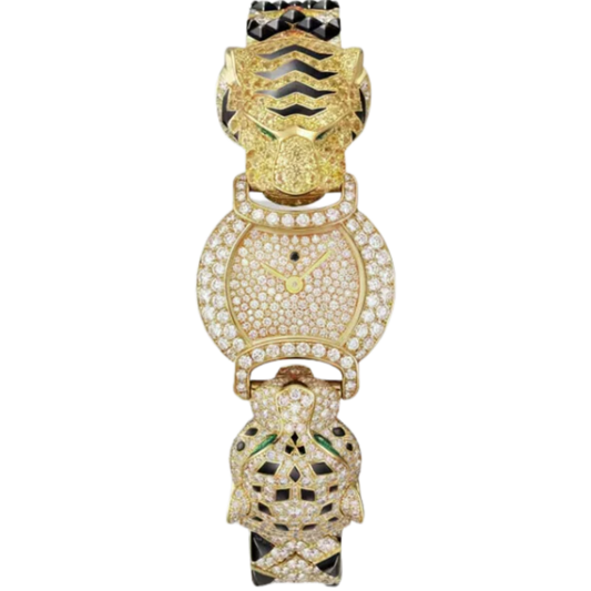 INDOMPTABLES DE CARTIER TIGER MOTIF 22 MM 18K YELLOW GOLD WITH YELLOW GOLD DIAL