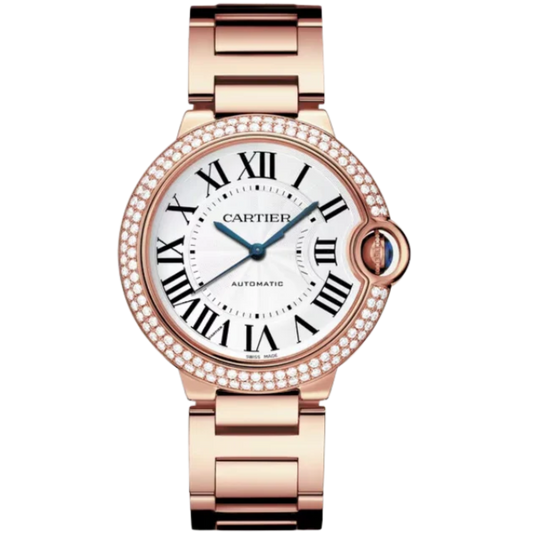 BALLON BLEU DE CARTIER 36 MM ROSED GOLD WITH SILVER GUILLOCHE DIAL