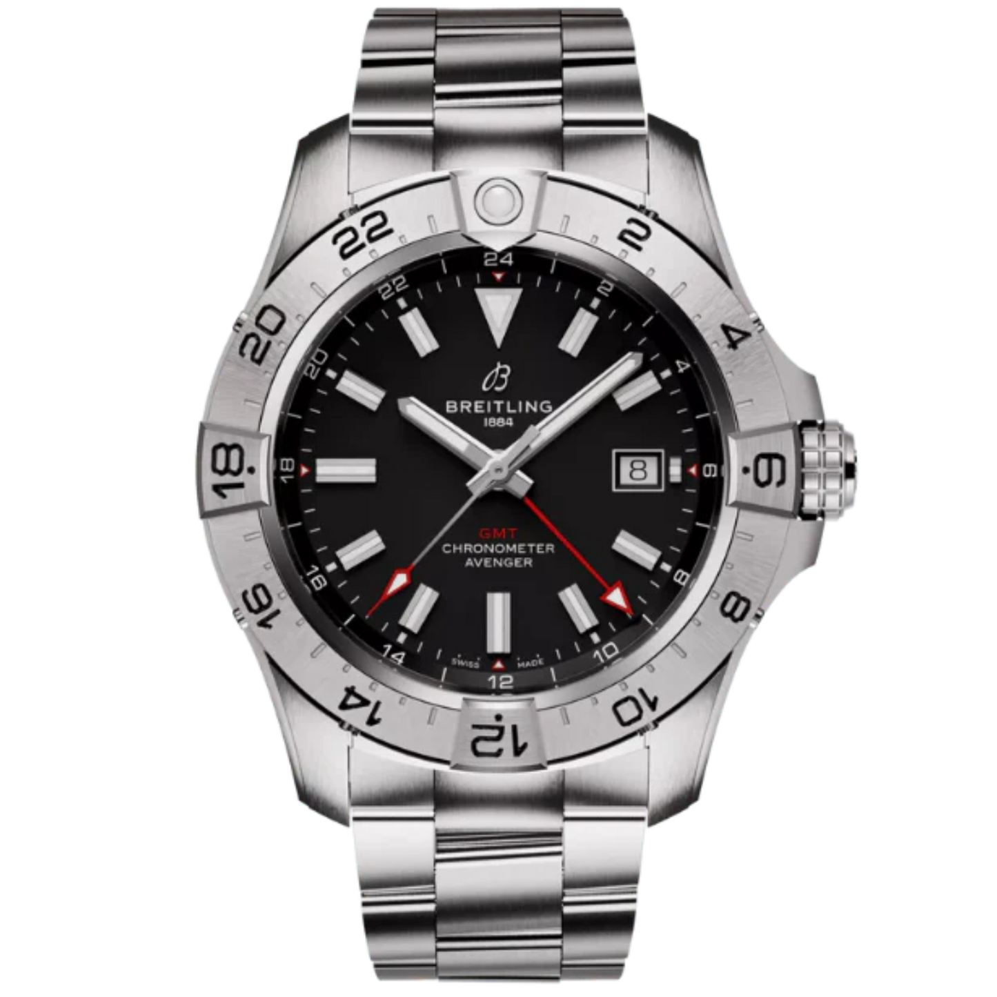 AVENGER AUTOMATIC GMT 44 MM STAINLESS STEEL WITH BLACK DIAL