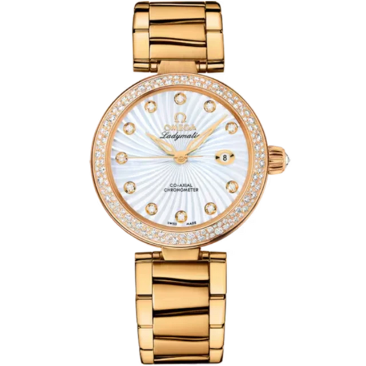 DE VILLE LADYMATIC 34 MM YELLOW GOLD WITH MOTHER OF PEARL DIAL