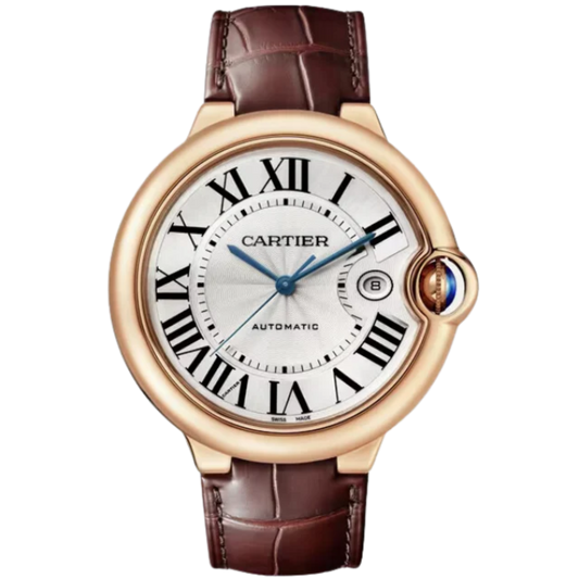 BALLON BLEU DE CARTIER 42 MM ROSE GOLD WITH SILVER GUILLOCHE LACQUER OPALINE DIAL