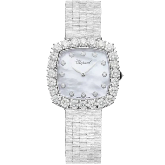 L'HEURE DU DIAMANT 30 MM ETHICAL WHITE GOLD WITH MOTHER OF PEARL DIAL