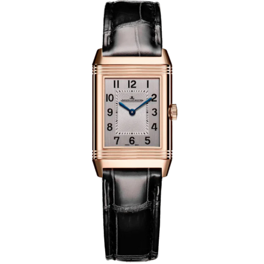 REVERSO CLASSIC DUETTO 34 MM 18K ROSE GOLD WITH SILVER GREY AND GUILLOCHE BLACK DIAL