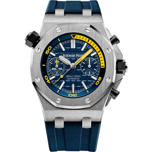 Royal Oak Offshore Diver Chronograph 42MM Blue Rubber Strap Blue Dial With Méga Tapisserie Pattern Stainless Steel Case