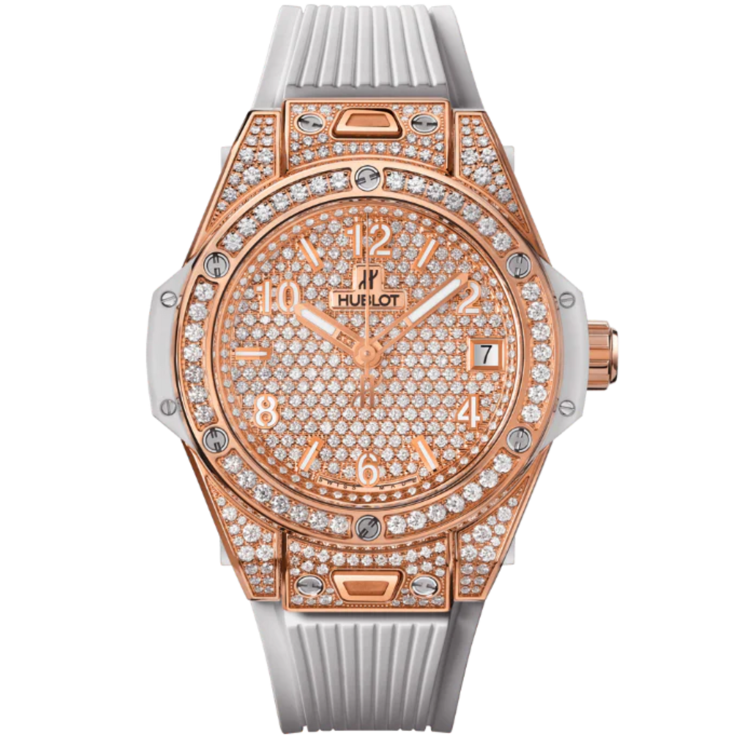 Big Bang 39mm ONE CLICK KING GOLD WHITE FULL PAVÉ