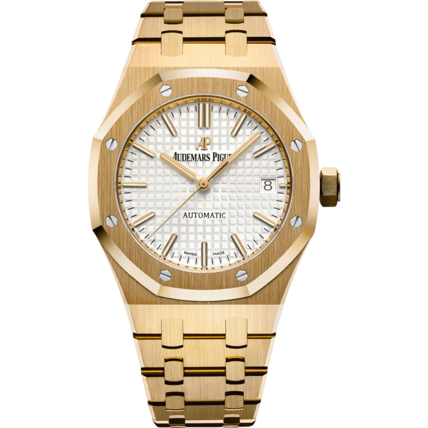 Royal Oak Selfwinding 37MM 18-Carat Yellow Gold Bracelet Silver-Toned Dial With Grande Tapisserie pattern 18-Carat Yellow Gold Case