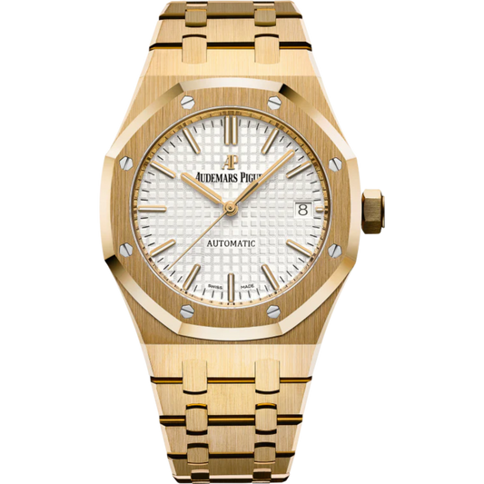 Royal Oak Selfwinding 37MM 18-Carat Yellow Gold Bracelet Silver-Toned Dial With Grande Tapisserie pattern 18-Carat Yellow Gold Case