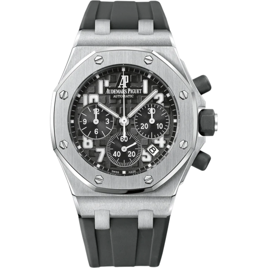 Royal Oak Offshore Chronograph 37MM Black Rubber Strap Black Dial With Méga Tapisserie Pattern Stainless Stee Case