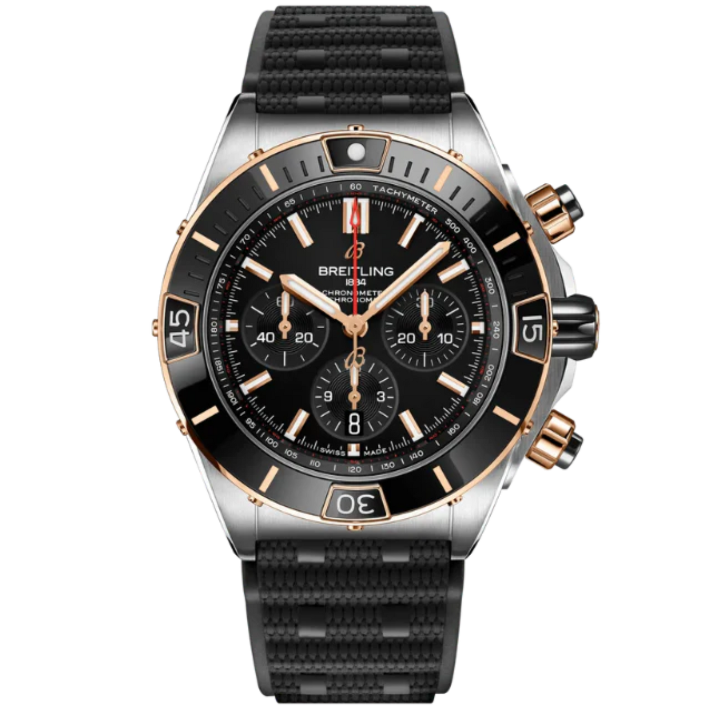 SUPER CHRONOMAT B01 44 MM STAINLESS STEEL & 18K ROSE GOLD WITH BLACK DIAL