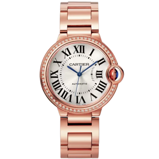 BALLON BLEU DE CARTIER 36 MM ROSED GOLD WITH SILVER SUNRAY EFFECT DIAL