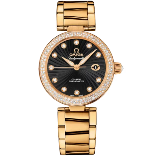 DE VILLE LADYMATIC 34 MM YELLOW GOLD WITH BLACK DIAL