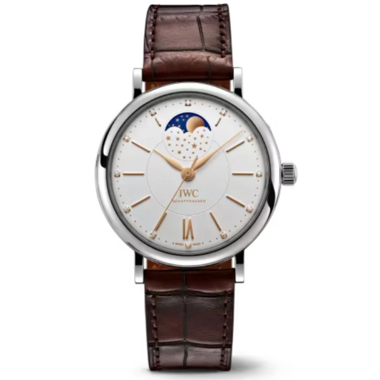 PORTOFINO AUTOMATIC MOON PHASE 37 MM STAINLESS STEEL WITH WHITE DIAL