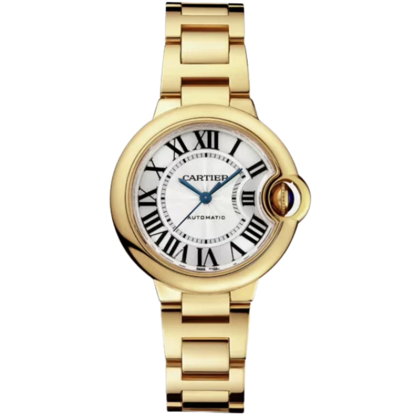 BALLON BLEU DE CARTIER 33 MM YELLOW GOLD WITH SILVER GUILLOCHE DIAL