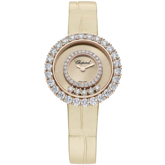 HAPPY DIAMONDS JOAILLERIE 29 MM ETHICAL ROSE GOLD WITH YELLOW DIAL
