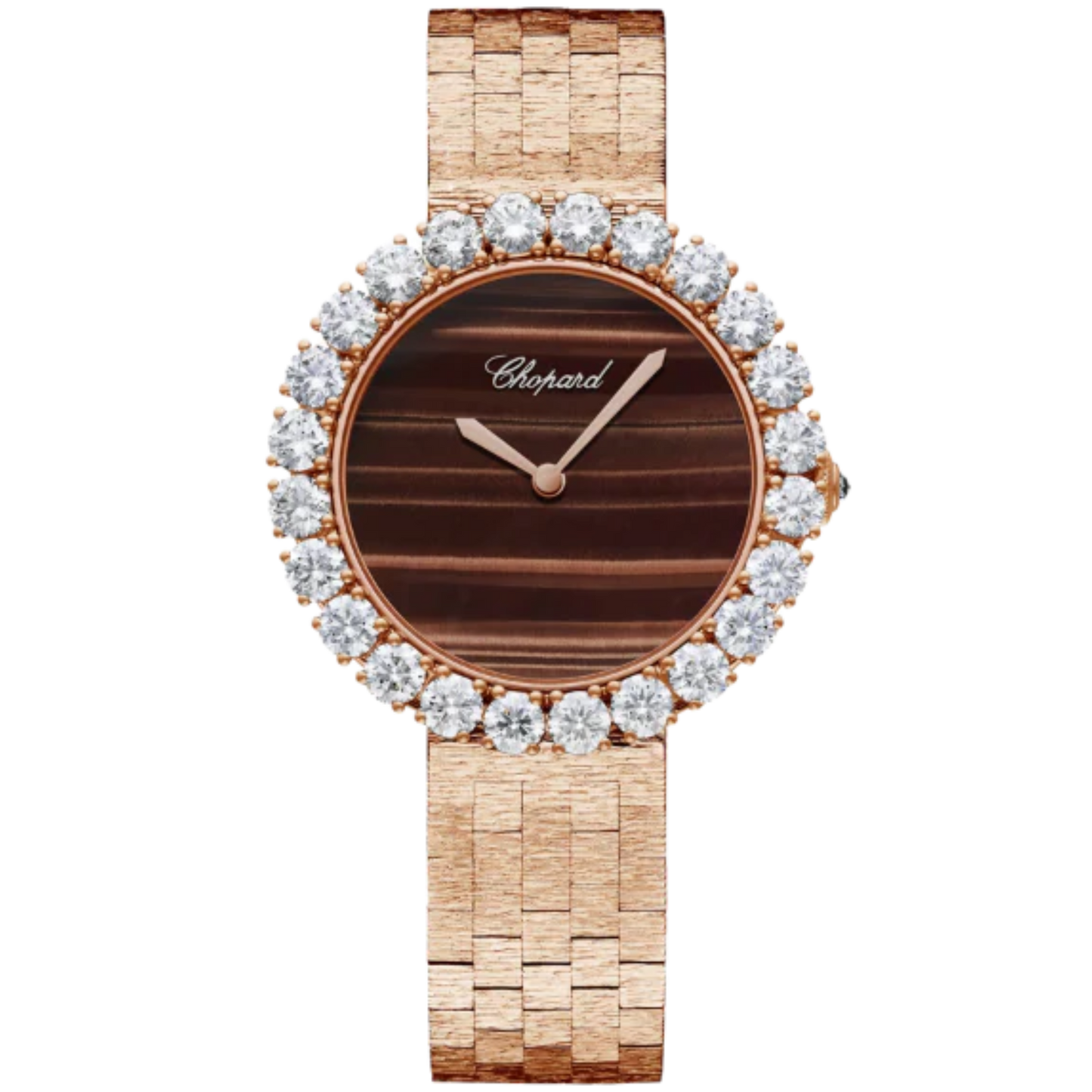 L'HEURE DU DIAMANT ROUND 36 MM ETHICAL ROSE GOLD WITH TIGER'S EYE DIAL