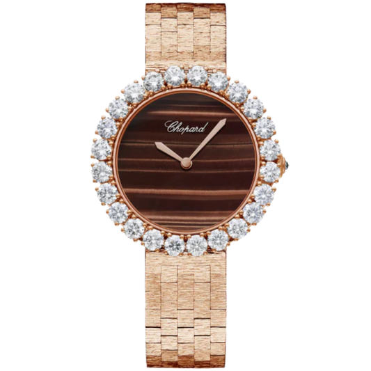 L'HEURE DU DIAMANT ROUND 36 MM ETHICAL ROSE GOLD WITH TIGER'S EYE DIAL