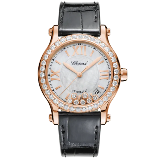 HAPPY SPORT 36 MM ETHICAL ROSE GOLD WITH MOTHER OF PEARL DIAL