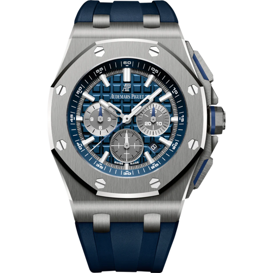 Royal Oak Offshore Selfwinding Chronograph 42MM Blue Rubber Strap Blue Dial With Méga Tapisserie Pattern Titanium Case and Bezel