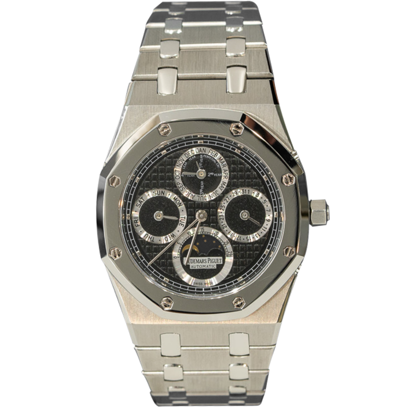 Audemars Piguet Ref. 25820SP.OO.0944SP.02 39mm Black Dial Perpetual Stainless Steel Case Platinum Centerlinks/Bezel