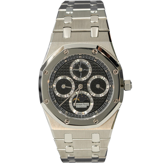 Audemars Piguet Ref. 25820SP.OO.0944SP.02 39mm Black Dial Perpetual Stainless Steel Case Platinum Centerlinks/Bezel