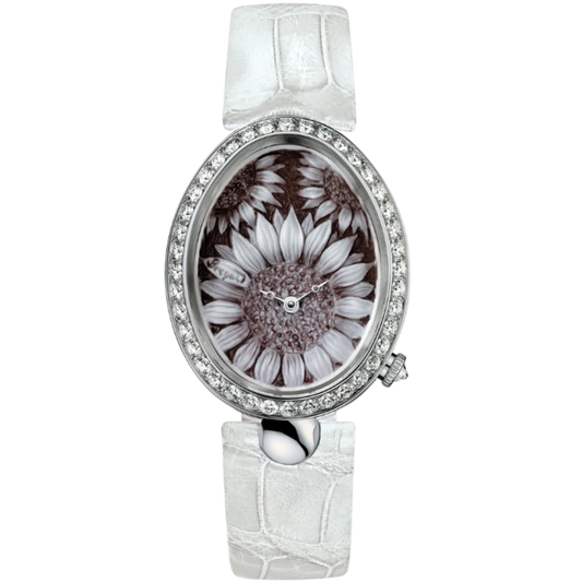 REINE DE NAPLES 8958 40 MM WHITE GOLD WITH SEASHEEL FLOWER DIAL