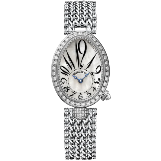REINE DE NAPLES 8928 33 MM WHITE GOLD WITH MOTHER OF PEARL DIAL