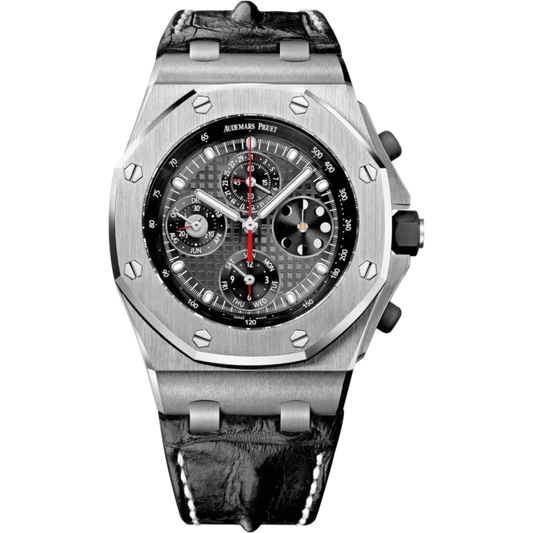 Royal Oak Offshore Perpetual Calendar Chronograp 42MM Black Alligator Strap Black Dial With Grande Tapisserie Pattern Titanium Case