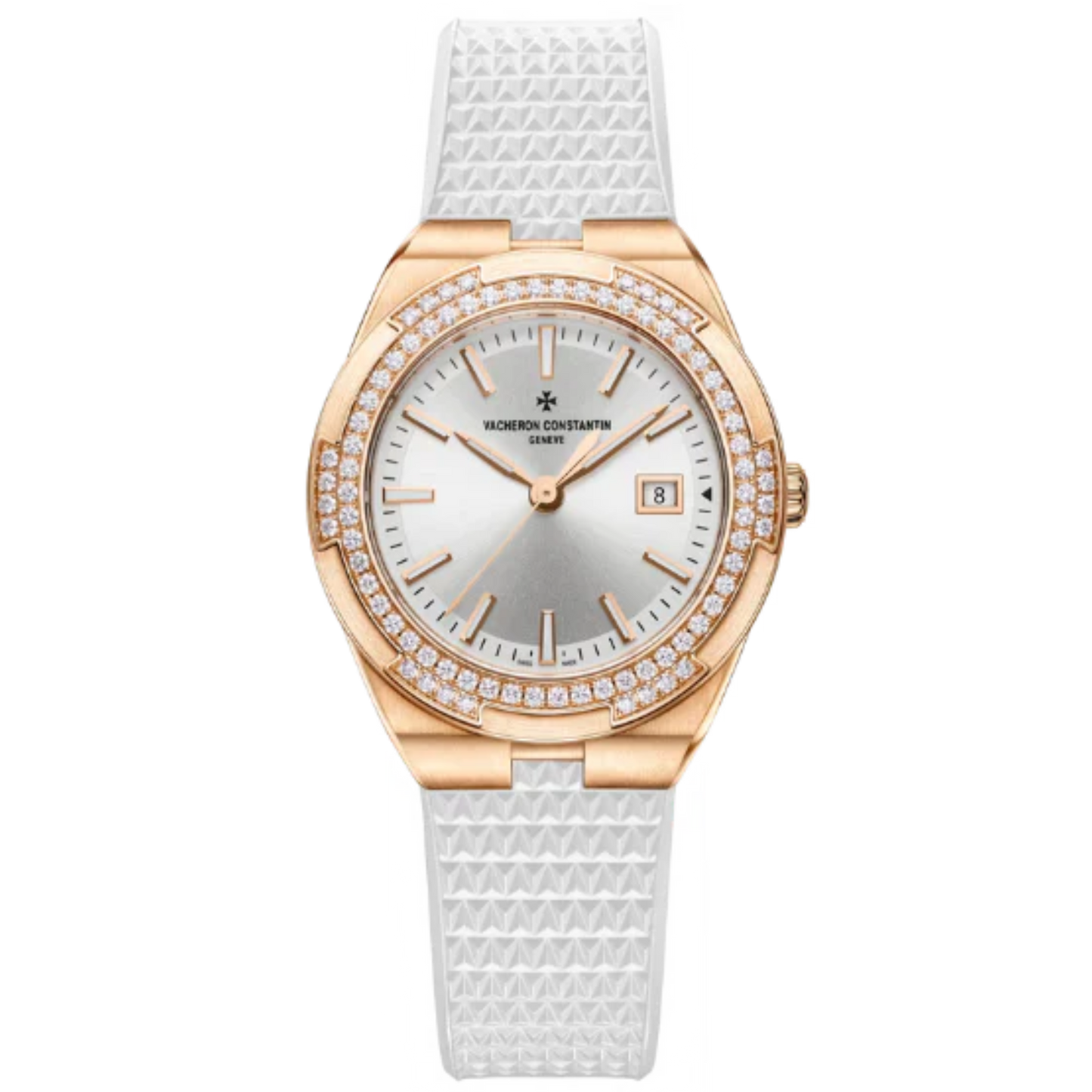 OVERSEAS QUARTZ 33 MM 18K 5N PINK GOLD WITH SILVER DIAL