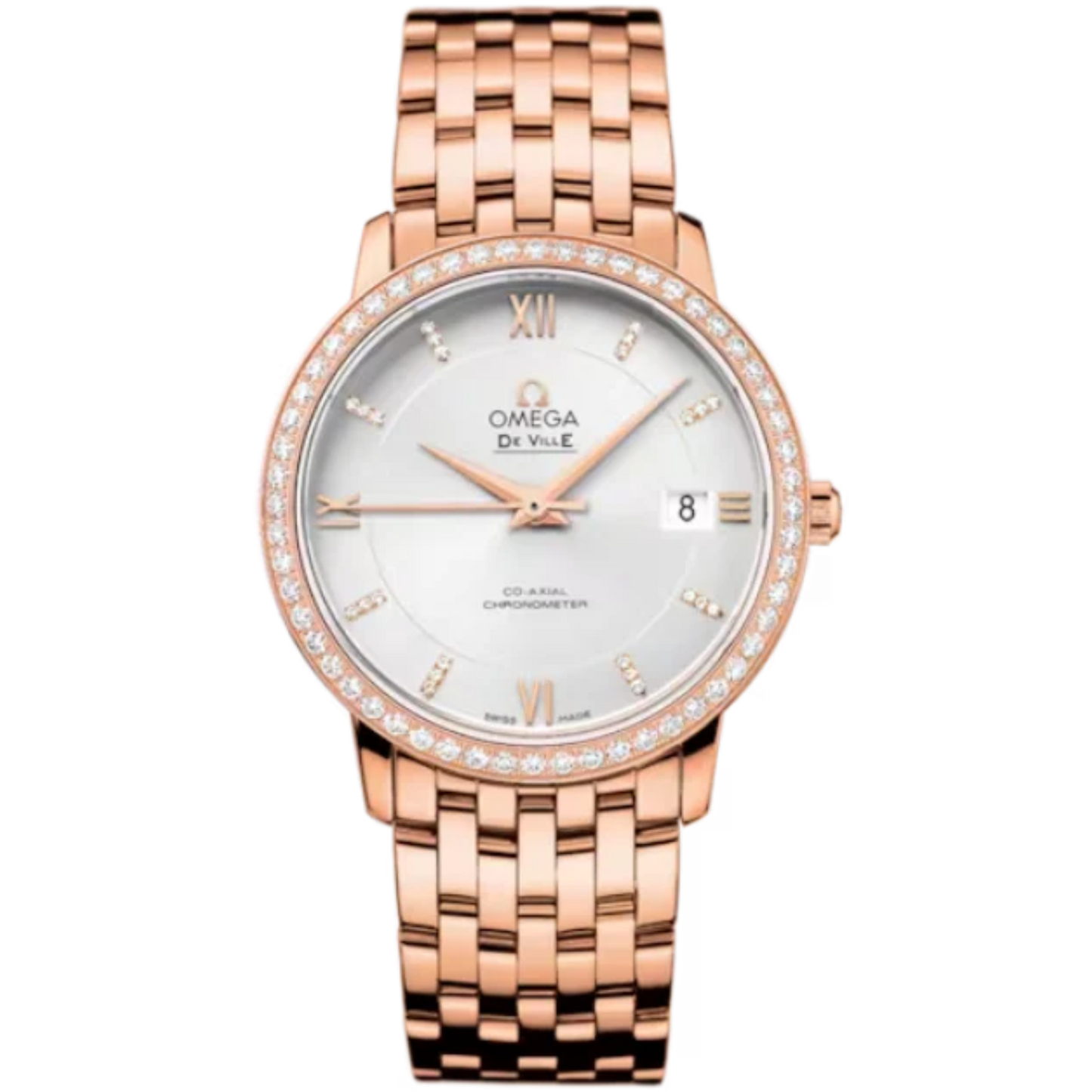 DE VILLE PRESTIGE 37 MM RED GOLD WITH SILVER DIAL
