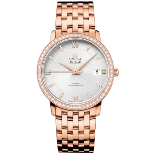 DE VILLE PRESTIGE 37 MM RED GOLD WITH SILVER DIAL