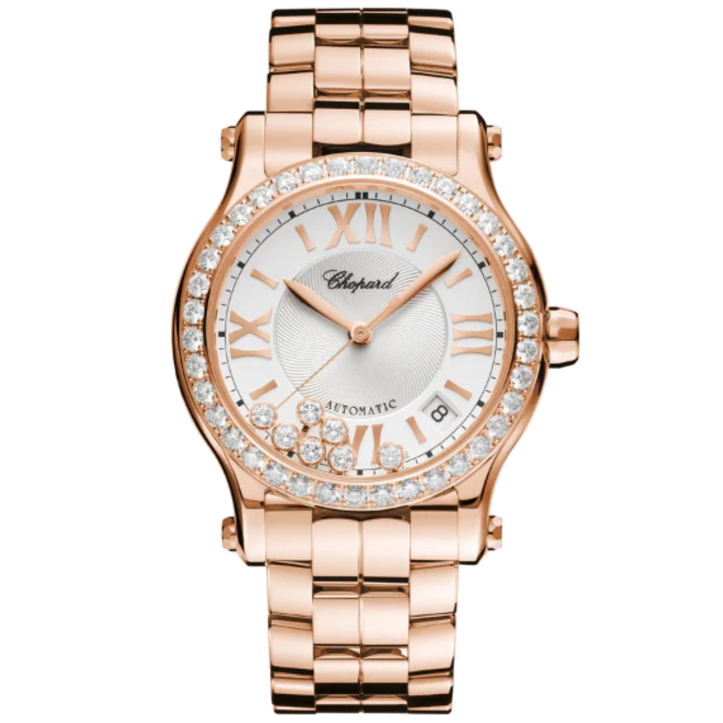 HAPPY SPORT 36 MM ETHICAL ROSE GOLD  WITH SILVER DIAL