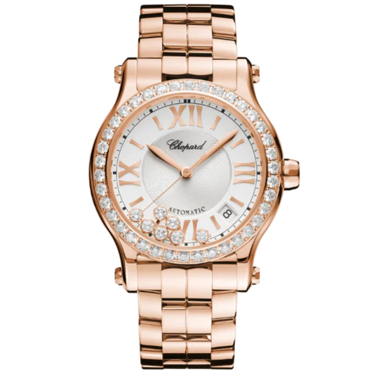 HAPPY SPORT 36 MM ETHICAL ROSE GOLD  WITH SILVER DIAL