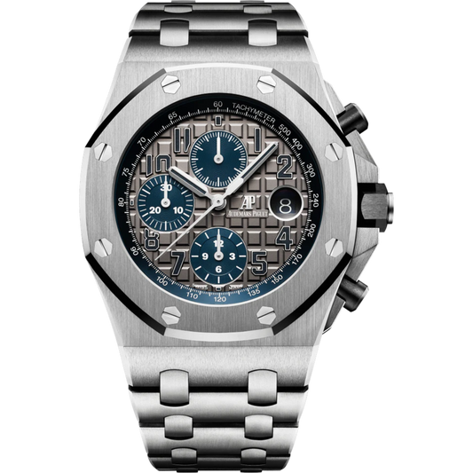 Royal Oak Offshore Selfwinding Chronograph QeII Cup 2018 42MM Titanium Bracelet Slate Grey Dial With Méga Tapisserie Pattern Titanium Case