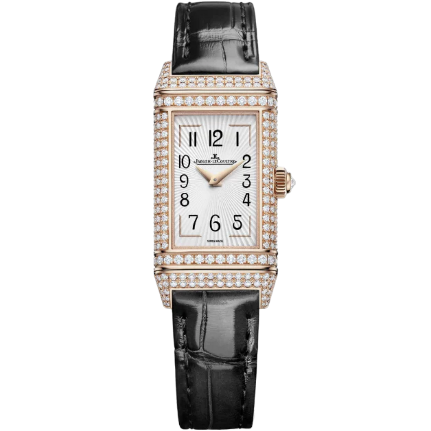 REVERSO ONE DUETTO JEWELLERY 40 MM 18K ROSE GOLD WITH SILVER GREY AND BLACK LACQUER DIAL