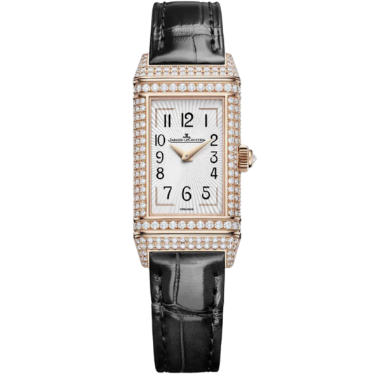 REVERSO ONE DUETTO JEWELLERY 40 MM 18K ROSE GOLD WITH SILVER GREY AND BLACK LACQUER DIAL