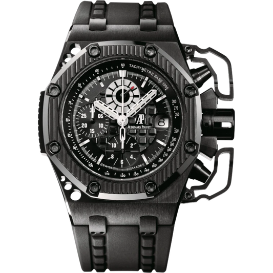 Royal Oak Offshore Survivor Chronograph 42MM Vulcanized Black Rubber Strap Black Dial With Méga Tapisserie Pattern Blackened Titanium Case Black Ceramic Bezel