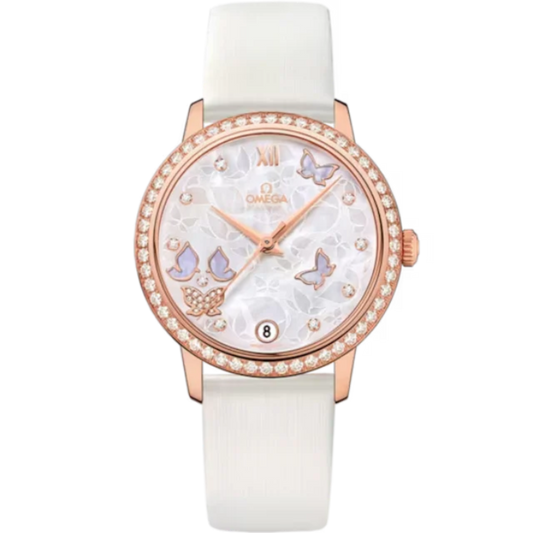 DE VILLE PRESTIGE BUTTERFLY 33 MM RED GOLD WITH MOTHER OF PEARL DIAL