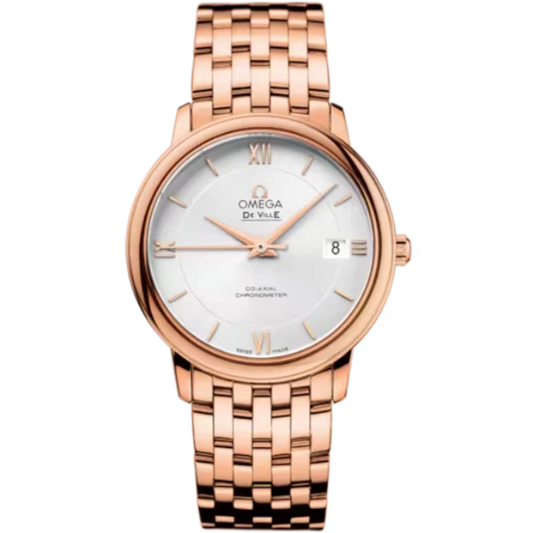 DE VILLE PRESTIGE 37 MM RED GOLD WITH SILVER DIAL