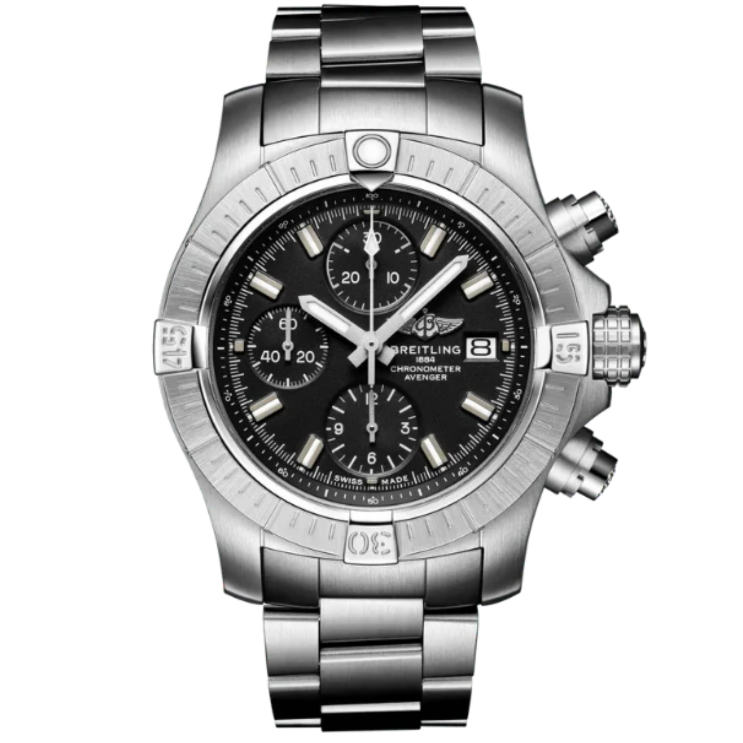 AVENGER CHRONOGRAPH 43 MM STAINLESS STEEL WITH BLACK DIAL
