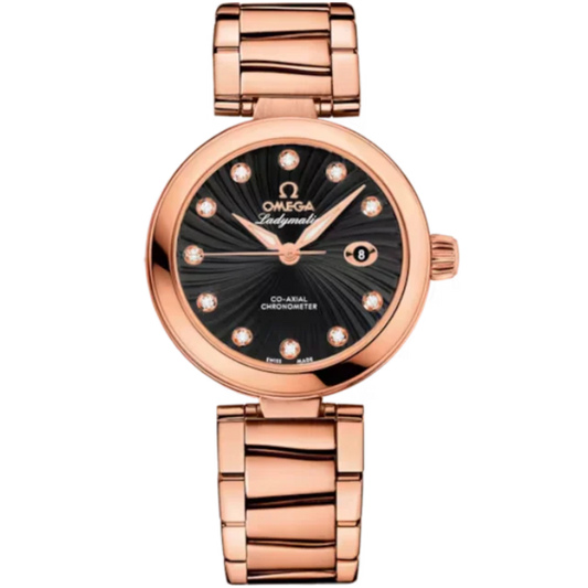 DE VILLE LADYMATIC 34 MM RED GOLD WITH BLACK DIAL