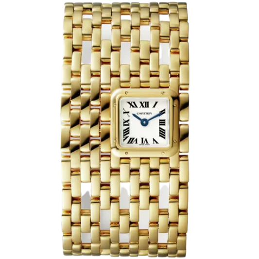 PANTHERE DE CARTIER CUFF 22 MM YELLOW GOLD WITH SILVER DIAL