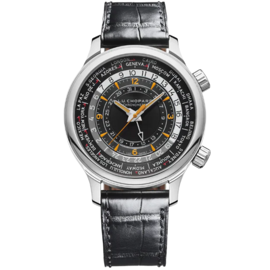 L.U.C GMT ONE 42 MM LUCENT STEEL™ WITH BLACK DIAL