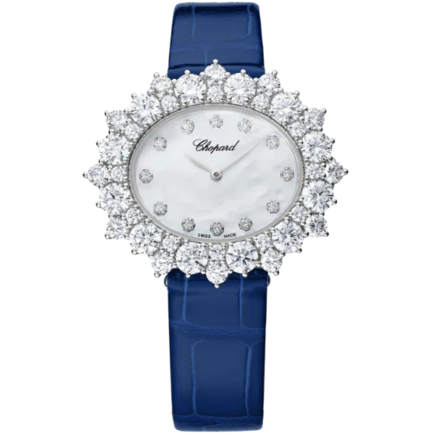 L’HEURE DU DIAMANT OVAL MEDIUM 36 MM ETHICAL WHITE GOLD WITH MOTHER OF PEARL DIAL