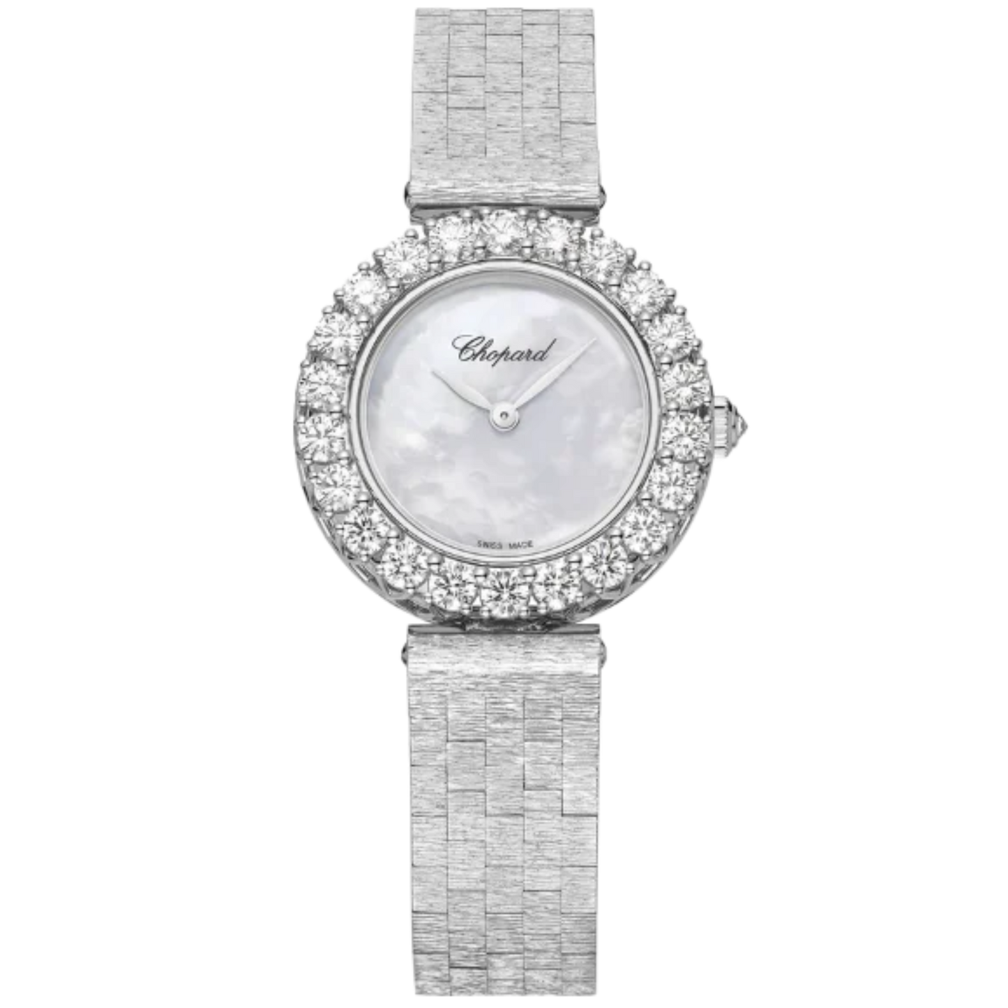 L'HEURE DU DIAMANT 26 MM ETHICAL WHITE GOLD WITH MOTHER OF PEARL DIAL