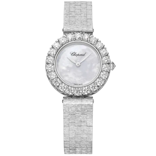 L'HEURE DU DIAMANT 26 MM ETHICAL WHITE GOLD WITH MOTHER OF PEARL DIAL