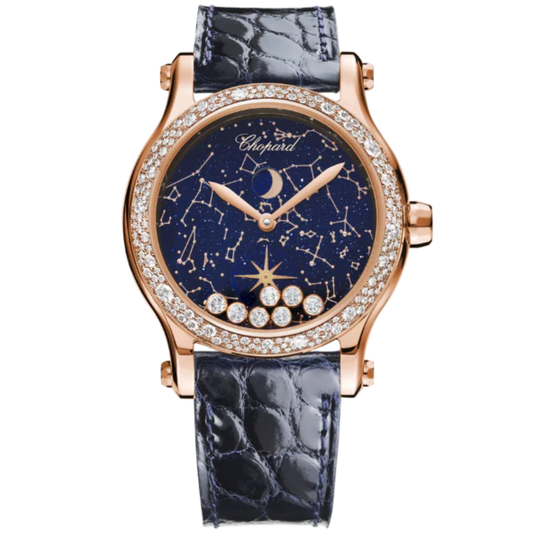 HAPPY MOON LIMITED EDITION 36 MM ETHICAL ROSE GOLD  WITH BLUE ADVENTURINE DIAL
